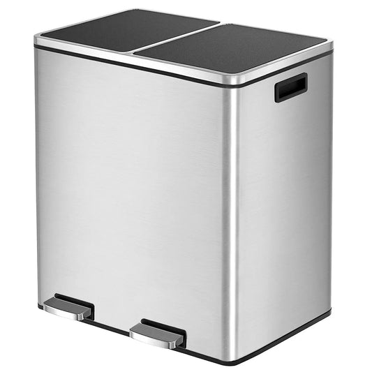 Stainless Steel Kitchen Trash Can Dual Recycling Bin With Lid
