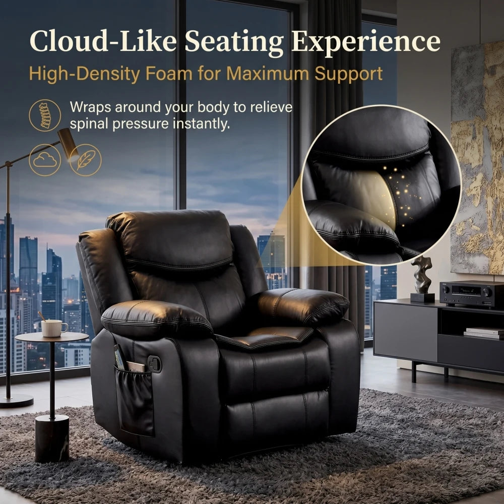 Faux Leather Massage Recliner With 8 Point Vibration And Heating