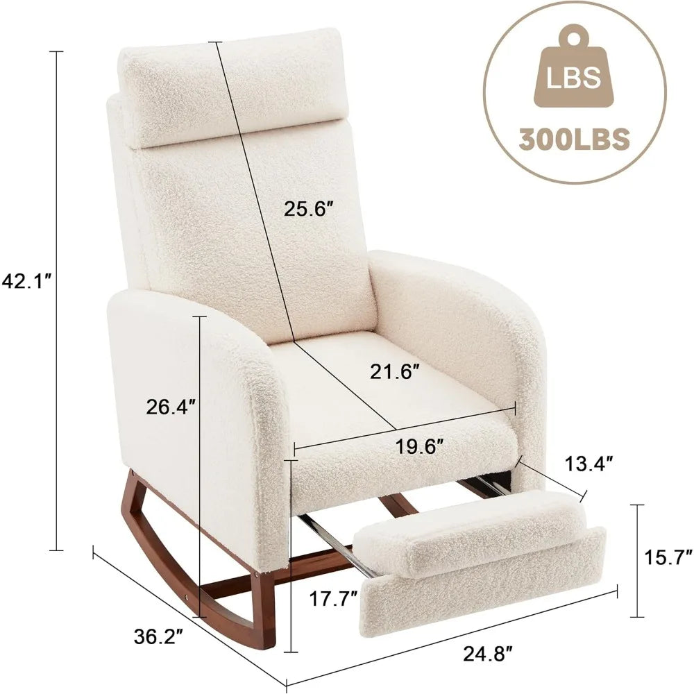 RBXC Rocking Chair Nursery Glider With High Back For Baby