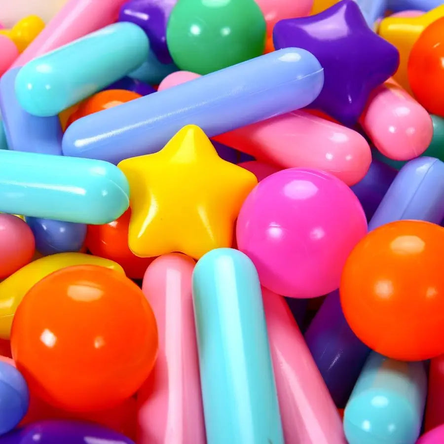 Plastic Ball Pit Balls Set With Stars Hearts Strips Toddlers