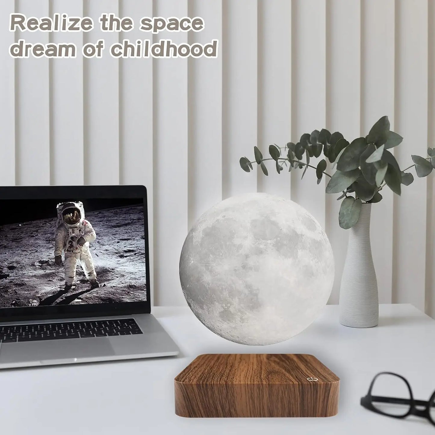 Mexllex Magnetic Floating Moon Lamp With Wooden Base Led Nightlight
