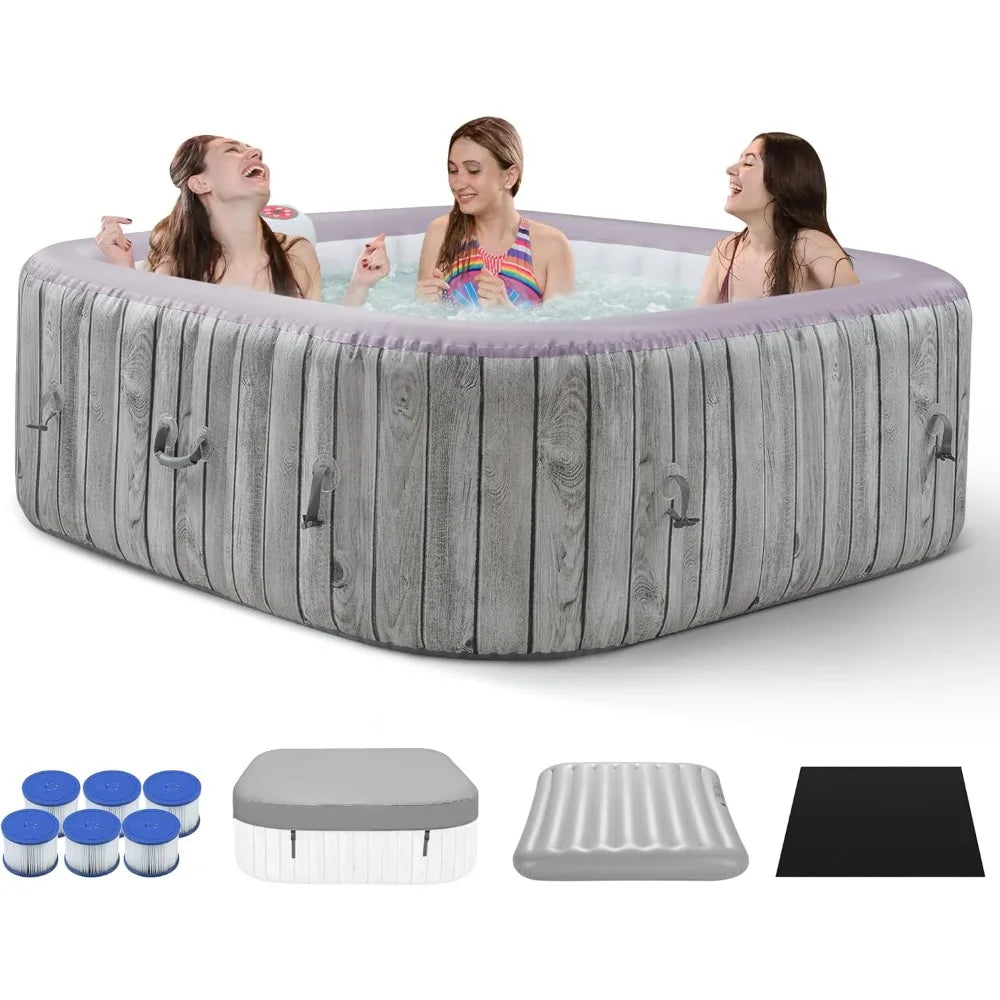 Inflatable Square Hot Tub Spa Portable 4-6 Person Jets