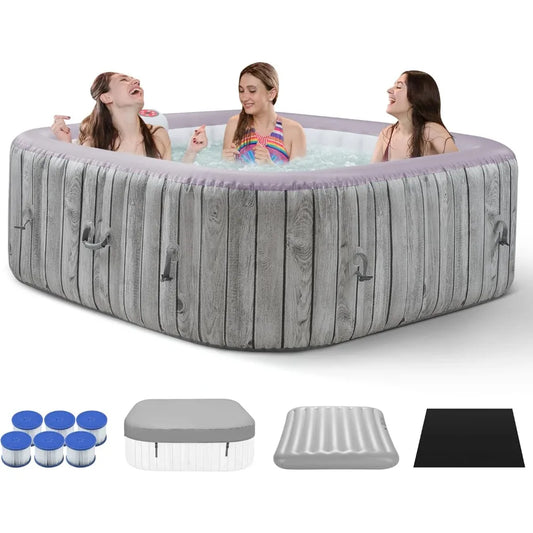 Inflatable Square Hot Tub Spa Portable 4-6 Person Jets