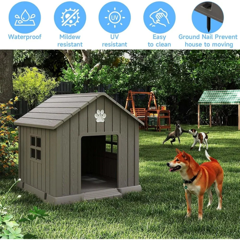 Outdoor Indoor Weatherproof Resin Dog Kennel With Air Vents