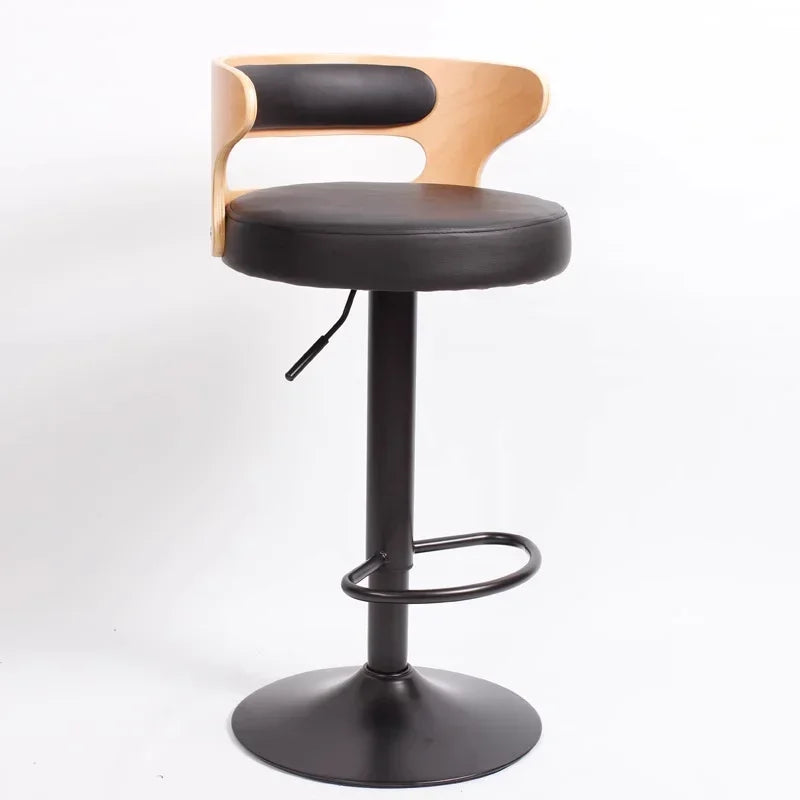 Modern Front Desk High Chair Solid Wood Bar Stool Swivel
