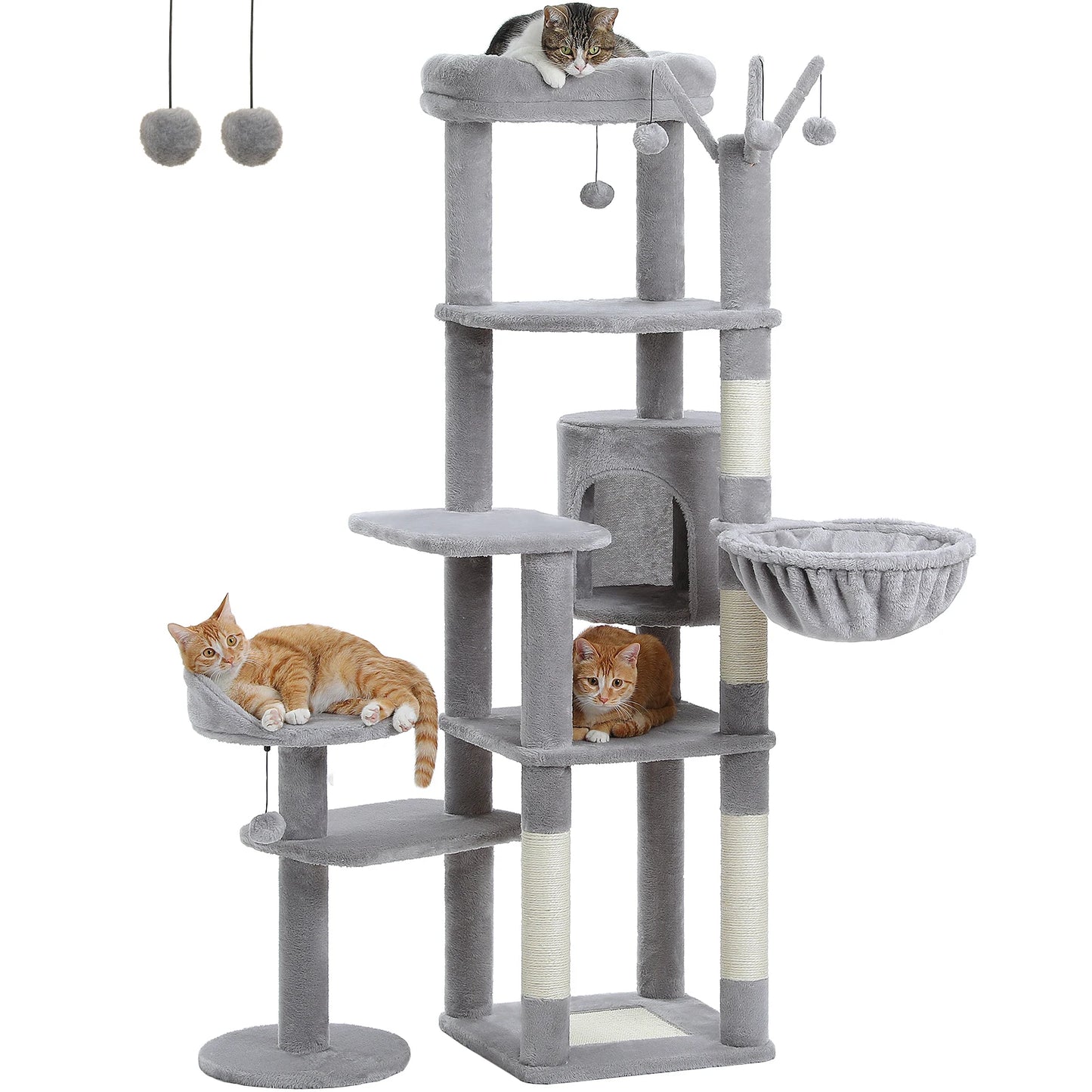PEQULTICN Multi Level Cat Tree With Scratching Post And Hammock