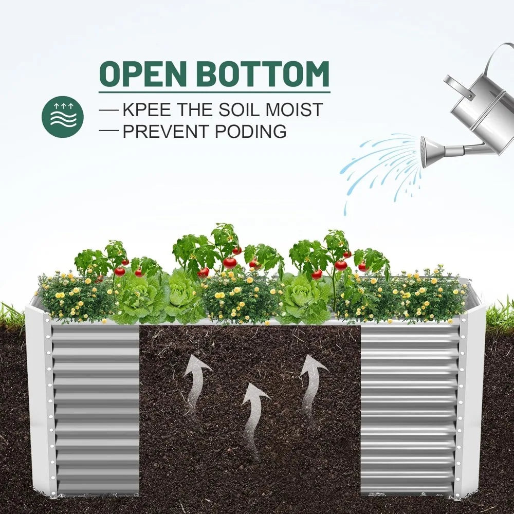 Land Guard 8x4x3ft Galvanized Raised Garden Bed 36 Inch Tall