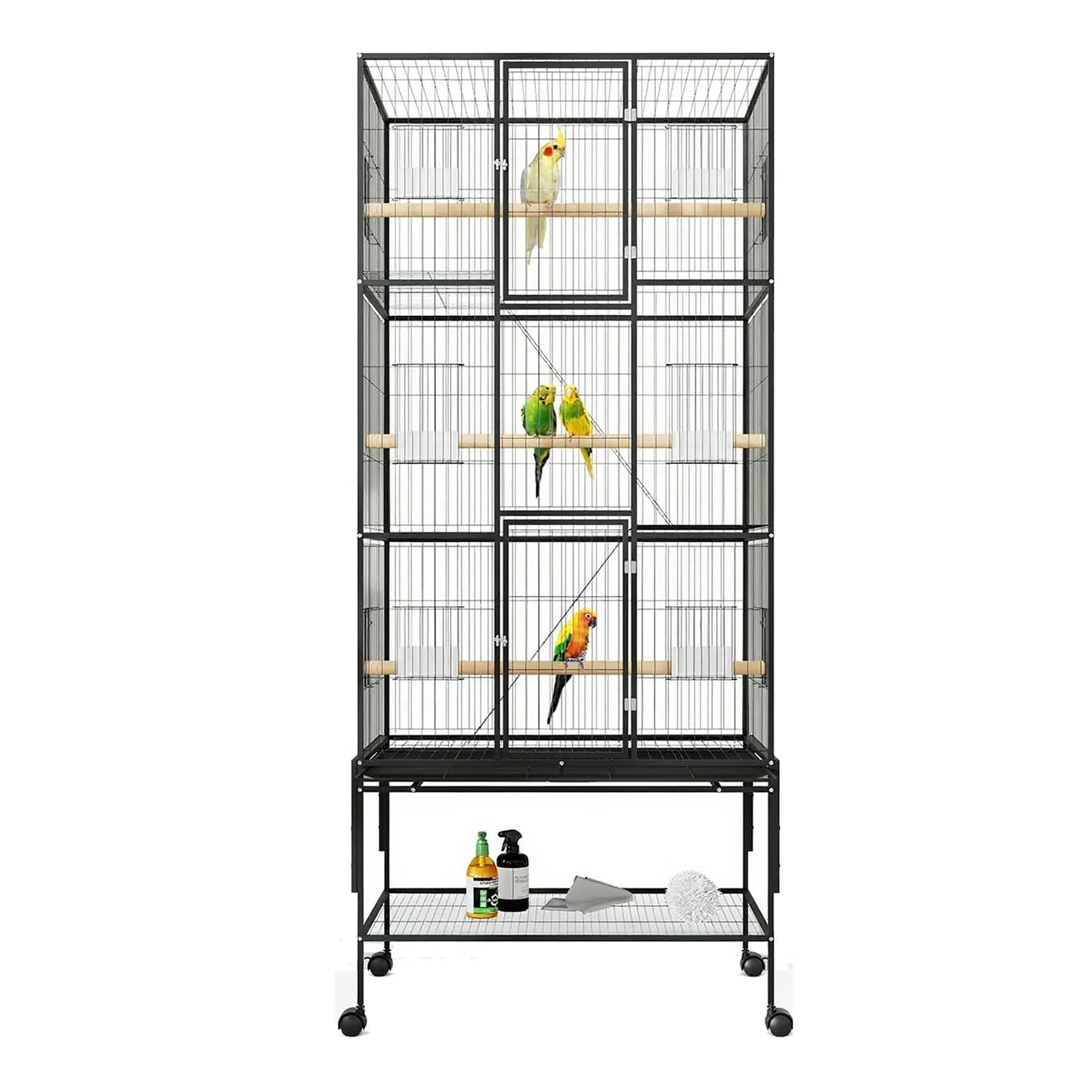 HiMISSCN Bird Cage With Rolling Storage Stands For Parrots