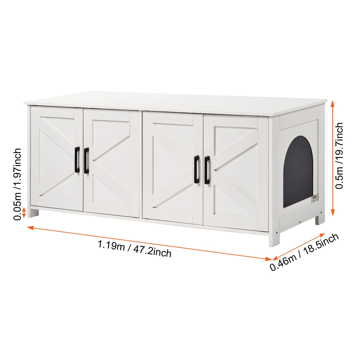 SucceBuy White Cat Litter Box Enclosure for Two Cats