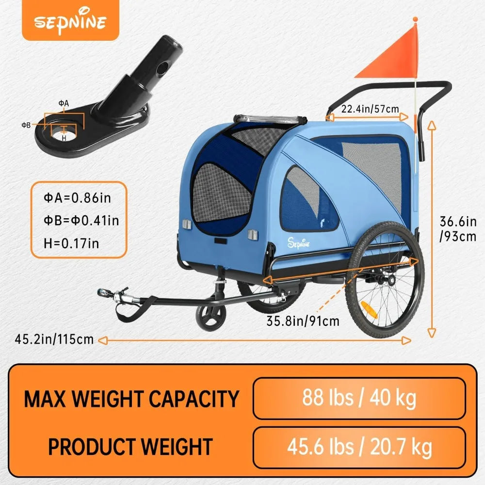 Dog Bike Trailer and Stroller for Pets Up to 88 Pounds