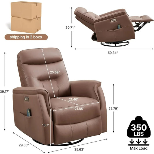 Oversized Motorized Rocker Recliner Chair With Massage And Heat USB Ports