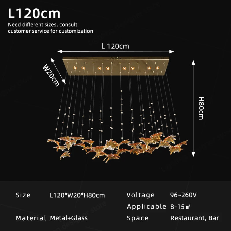 Yingxuan Dining Area Glass Pendant Lamp LED Chandelier