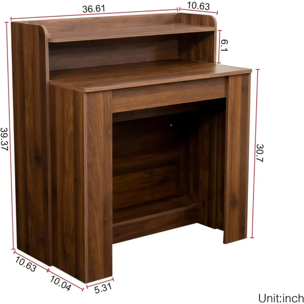 Expandable Dining Table for 1-10 People Modern Rustic Rectangular Wood Design