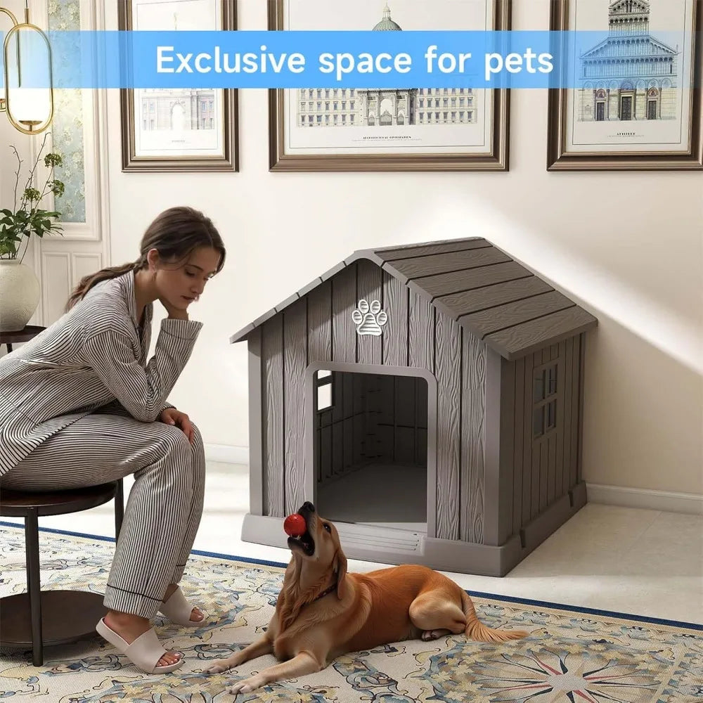 Outdoor Indoor Weatherproof Resin Dog Kennel With Air Vents