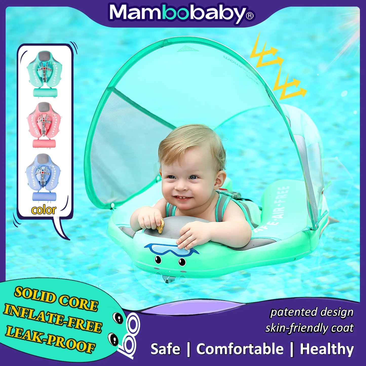 Mambobaby Baby Float with Sunshade for Safe Pool Fun