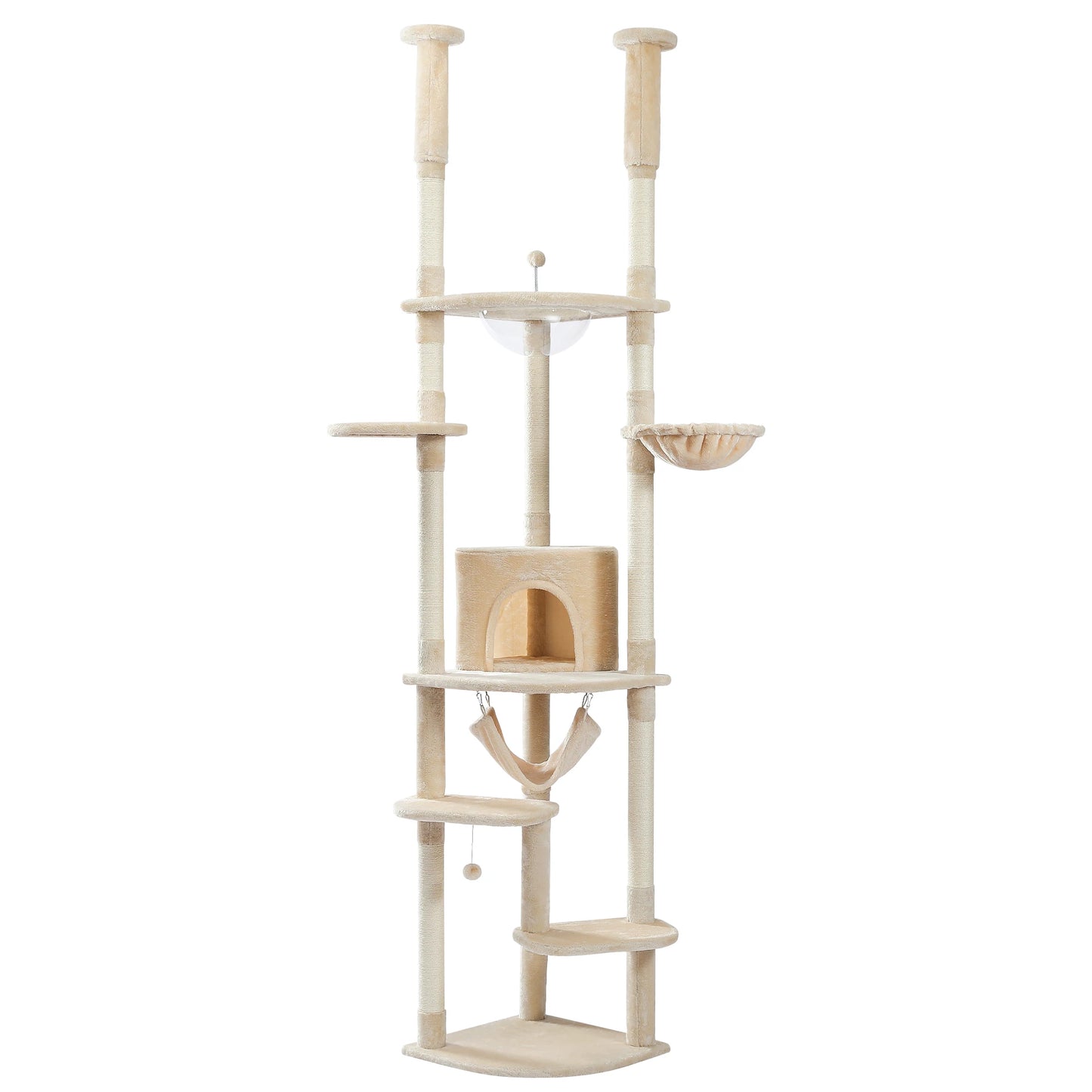 Adjustable Floor to Ceiling Cat Tree with Cozy Perches