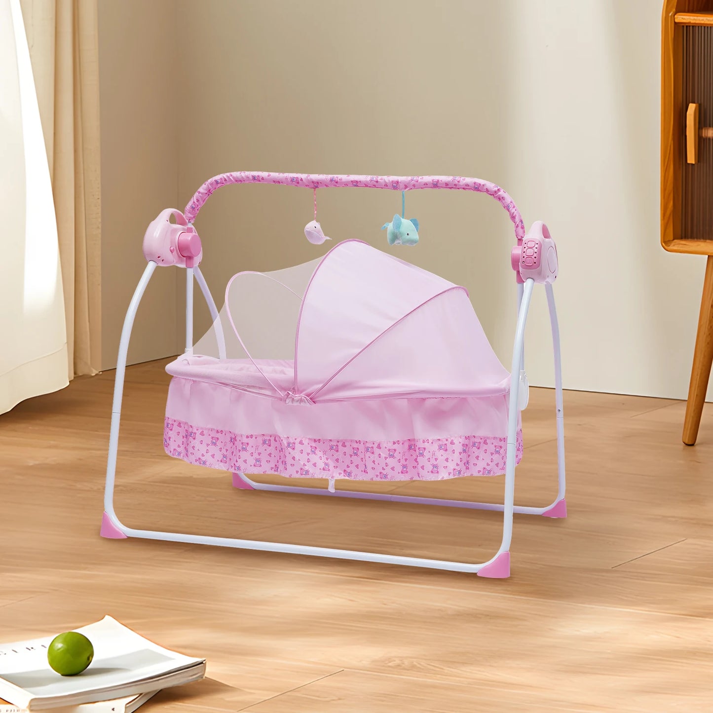Electric Baby Crib Cradle Rocker Swing Bed For Infants