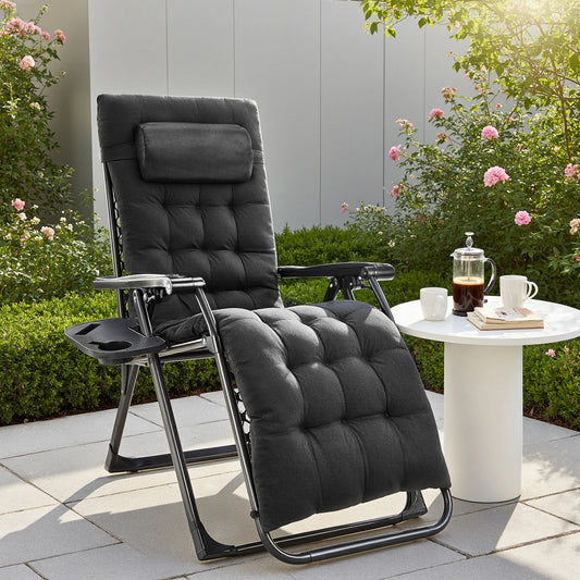 Jhk Zero Gravity Folding Patio Lounge Chair With Cup Holder