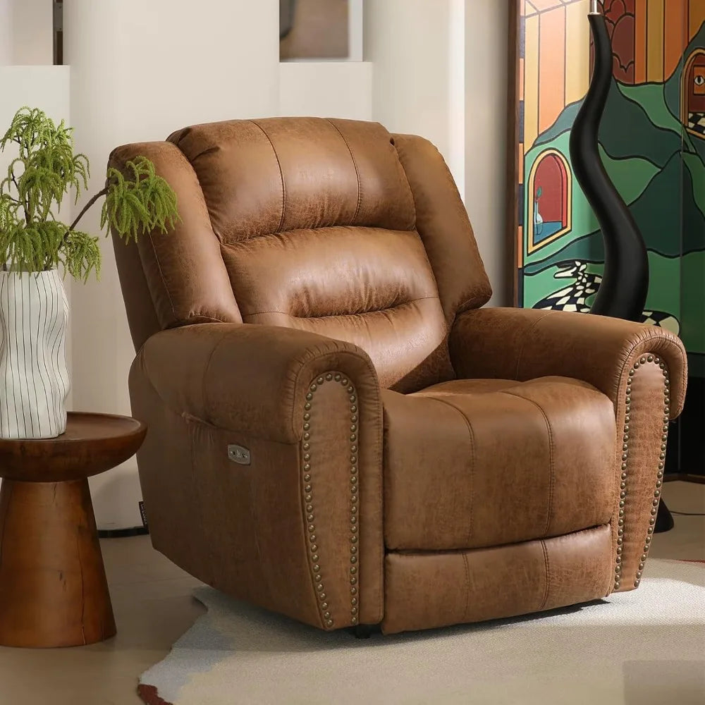 Nut Brown Lay Flat Power Lift Recliner With Heat Massage