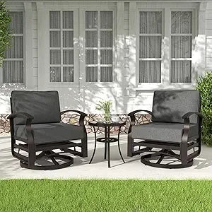 3 Piece Aluminum Patio Furniture Set With Swivel Rockers