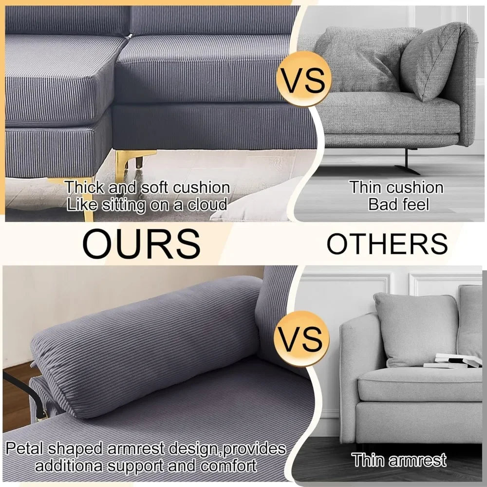 CN Guangdong Corduroy U Shaped Sofa Set With Lounge Chair