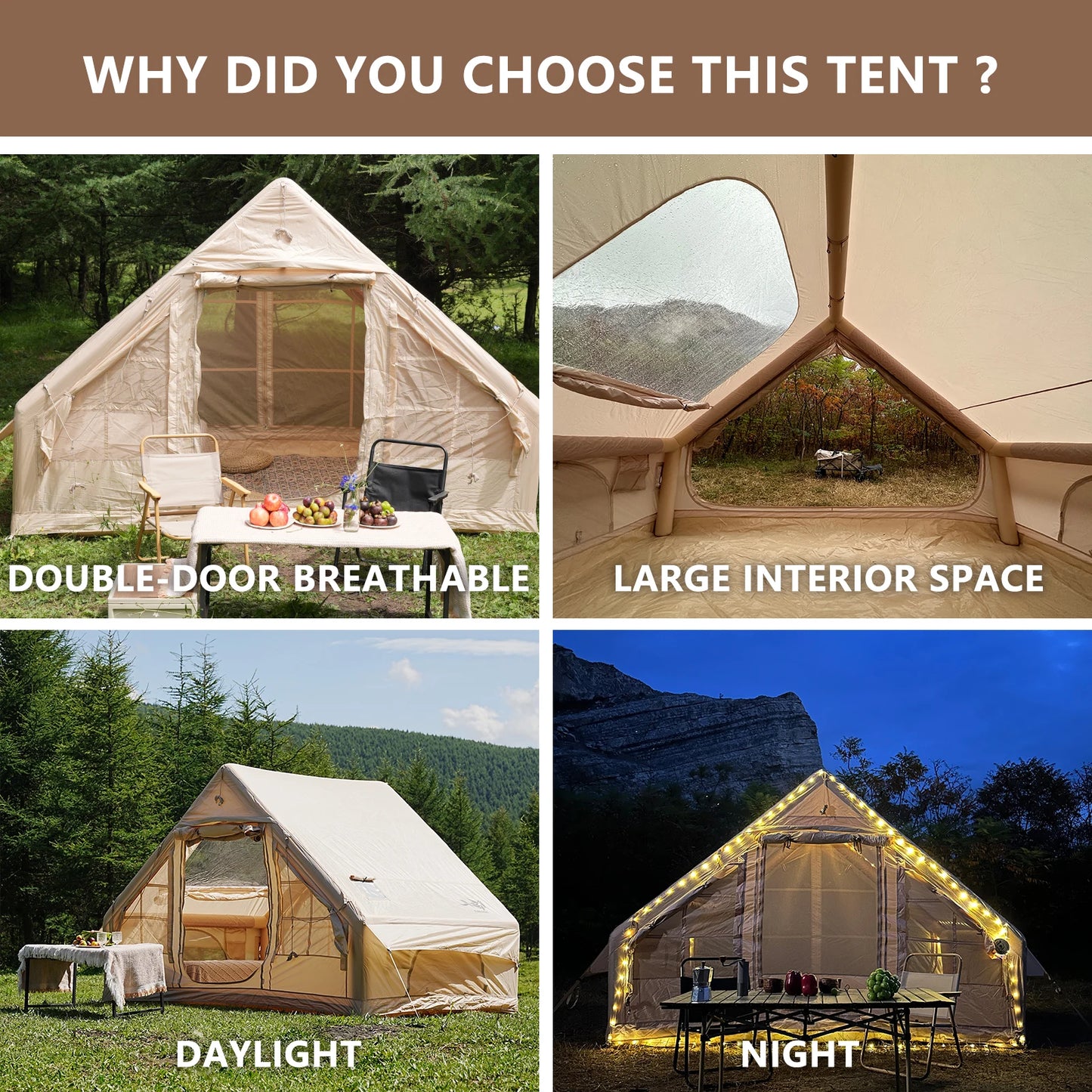 Pakicetus Inflatable Tent With Skylight Quick Setup Pump