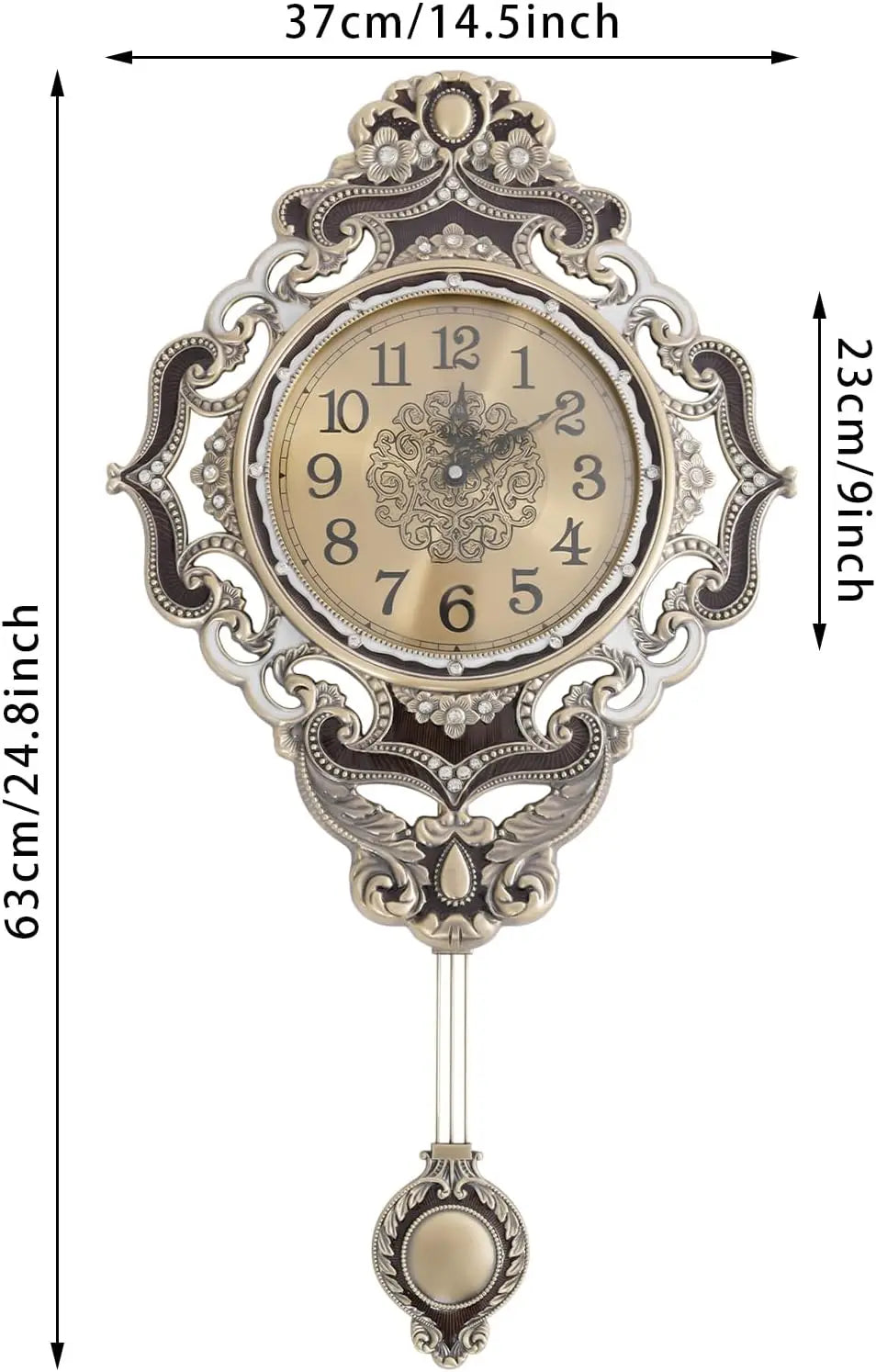 Retro Decorative Wall Clock With Pendulum European Style
