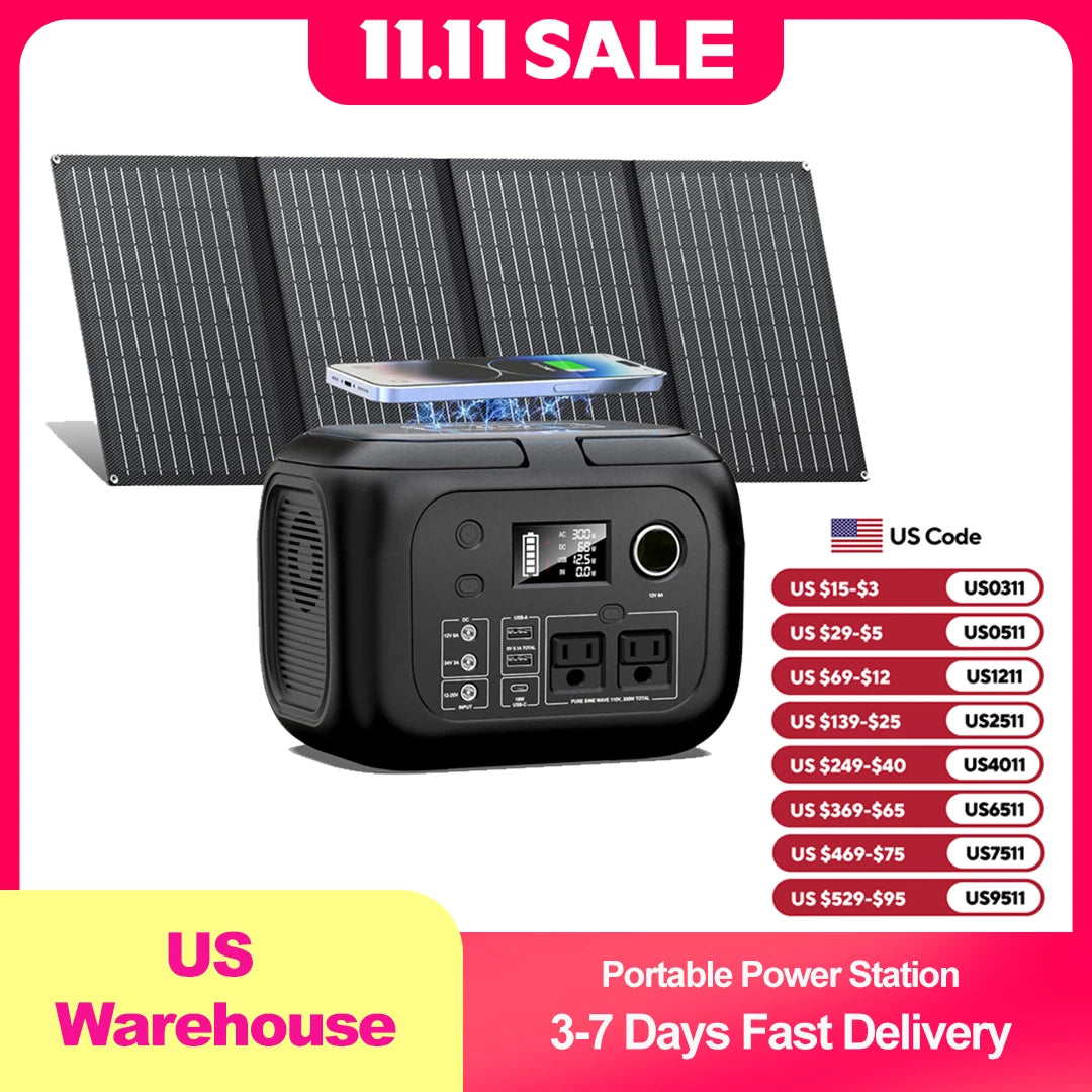 SinKeu 300W Portable Power Station 260Wh Solar Generator
