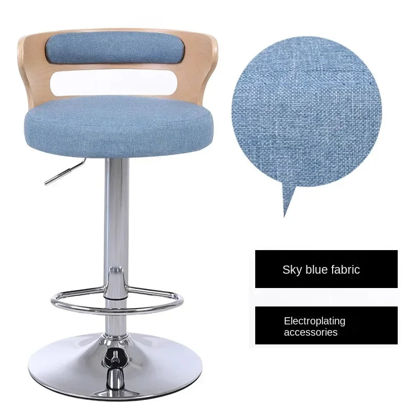 Modern Front Desk High Chair Solid Wood Bar Stool Swivel