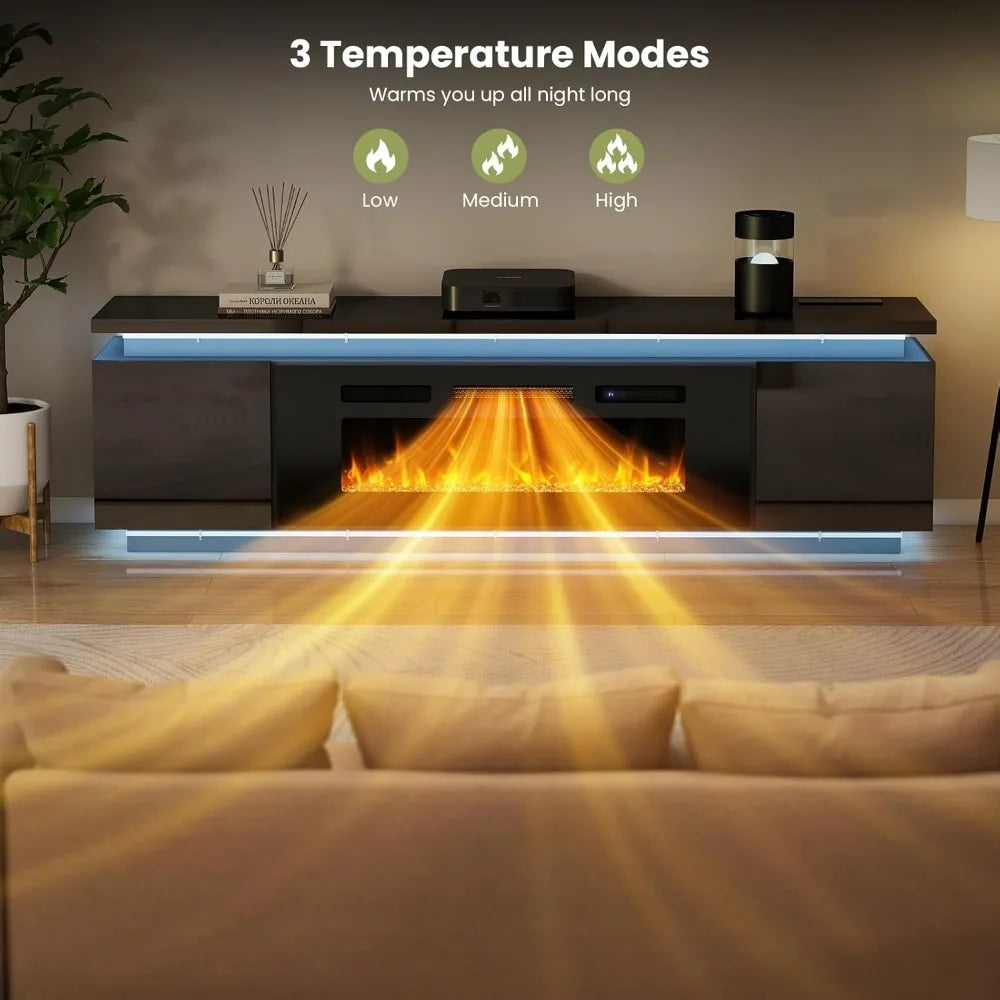 Angduo 85 Inch Fireplace TV Stand With 40 Inch Fireplace