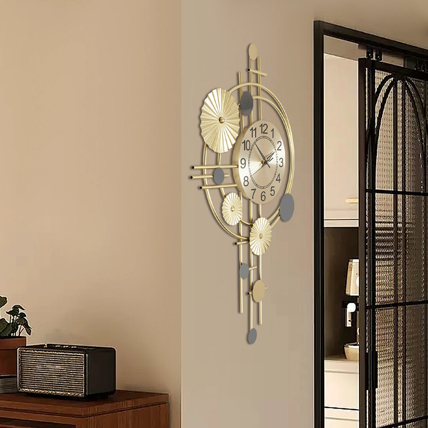 Decorative Wall Clock Silent Non Ticking Modern Finish For Living Room