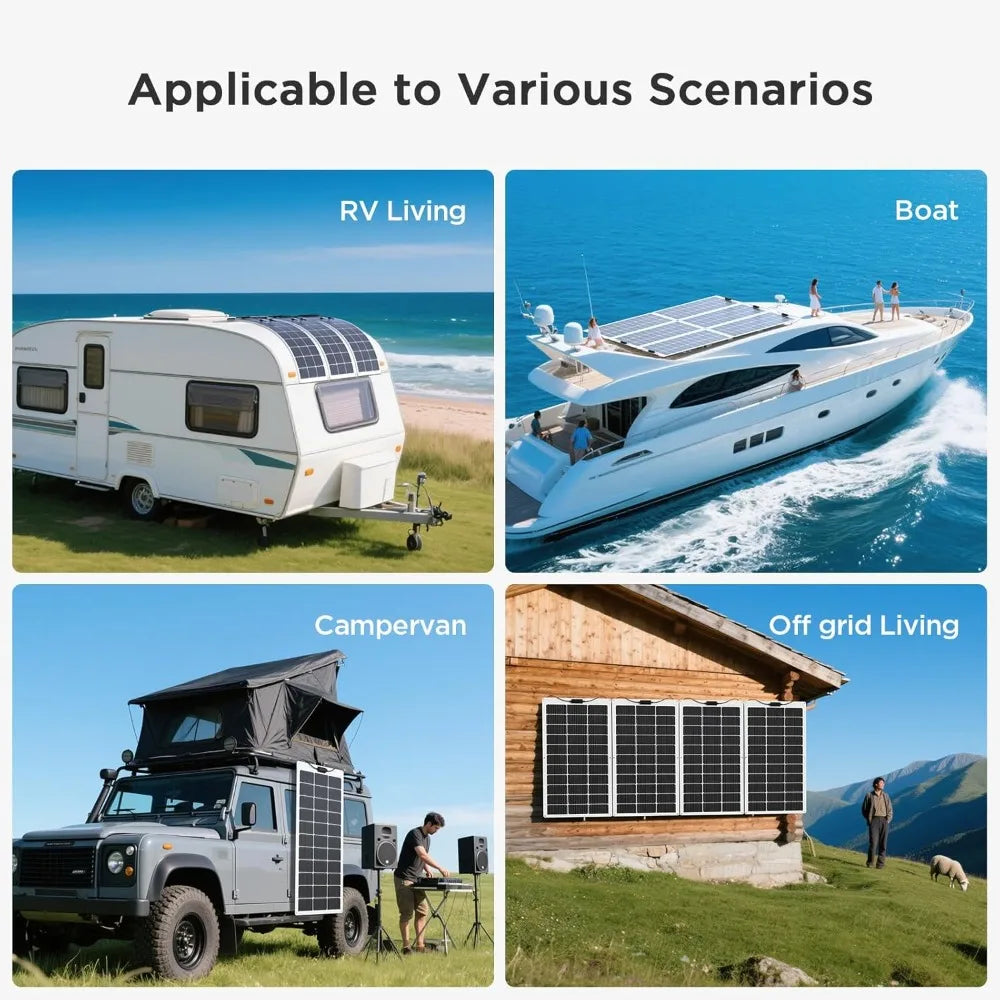 High Efficiency 400W Flexible Solar Panel Kit with 4x100W Modules and Portable Design