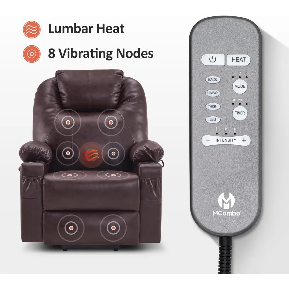 Dual Motor Lift Recliner Chair Lay Flat Massage And Heat