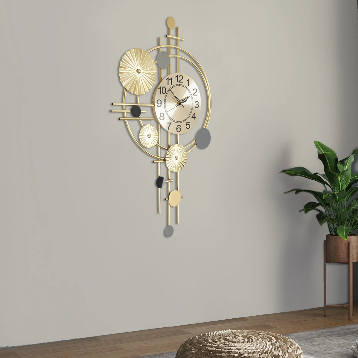 Decorative Wall Clock Silent Non Ticking Modern Finish For Living Room
