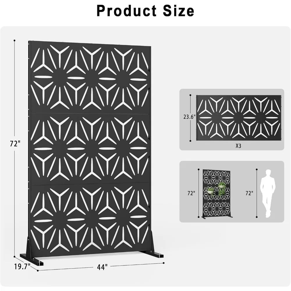 Outdoor Privacy Screen 72 Inch Modern Geometric Panels