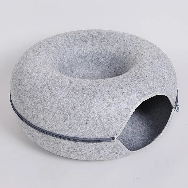 Interactive Donut Cat Bed Tunnel Indoor Pet House