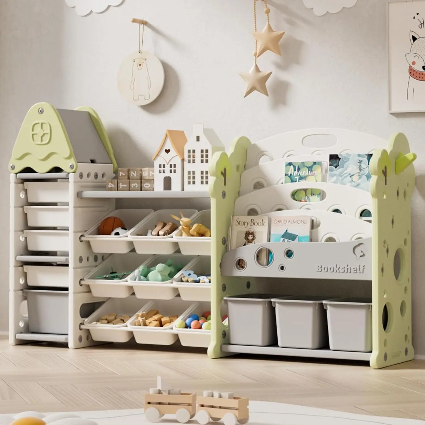 High-Concerned Castle-Shaped Toy Organizer With 17 Bins For Playroom