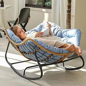 Outdoor Oversized Papasan Chair with Cushion for Relaxation