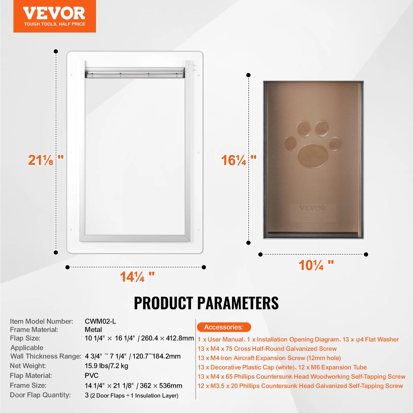 SucceBuy Metal Frame Pet Door with Lock and Weatherproof Flaps