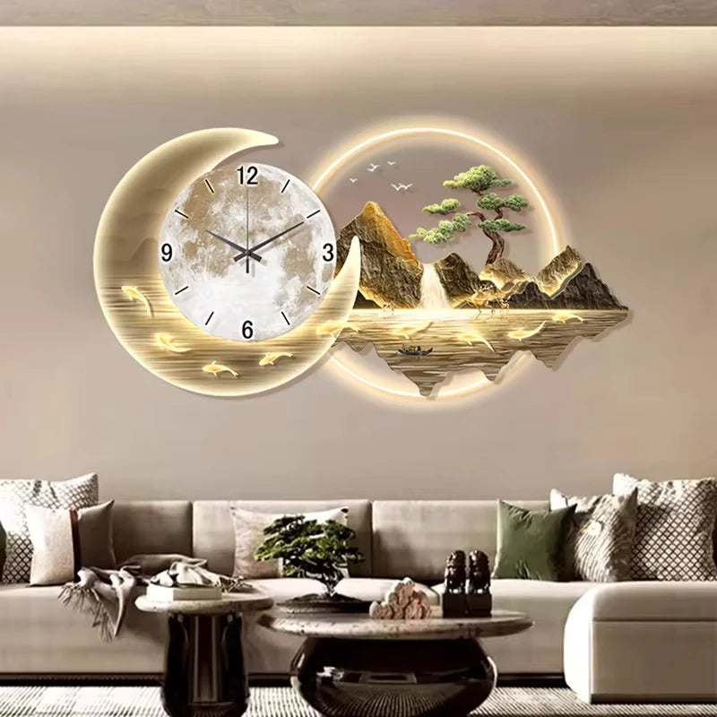 Fashion Luxury Wall Clock Chinese Style Nordic Decor Silent
