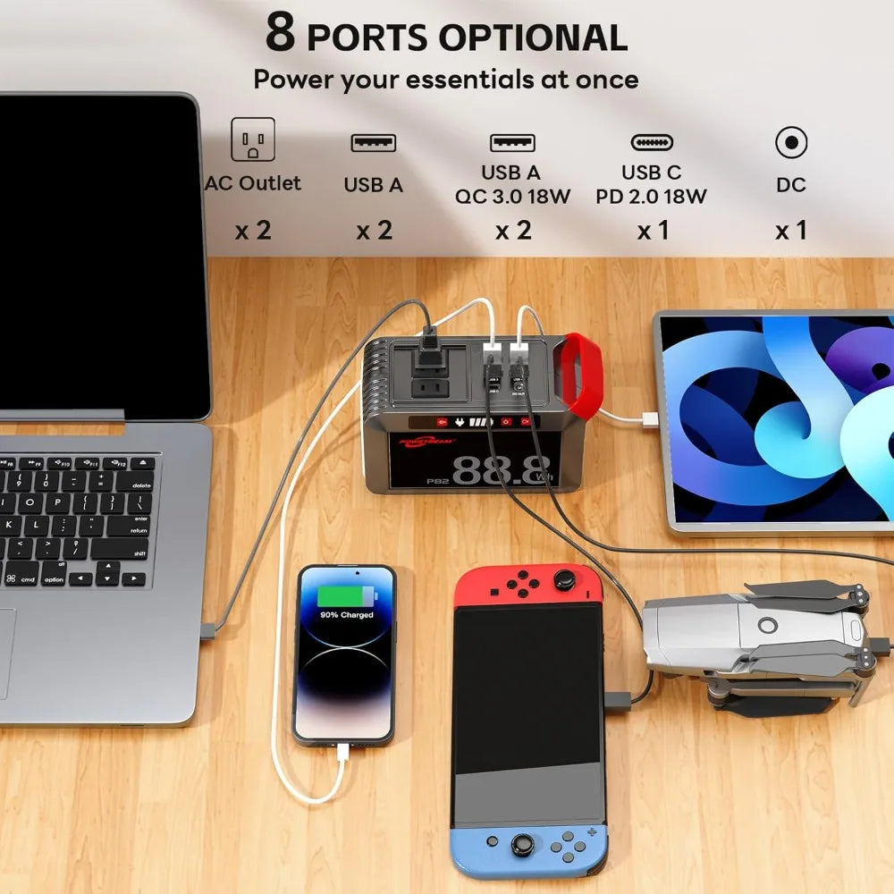 Portable Solar Generator Power Station with Included Solar Panels for Camping