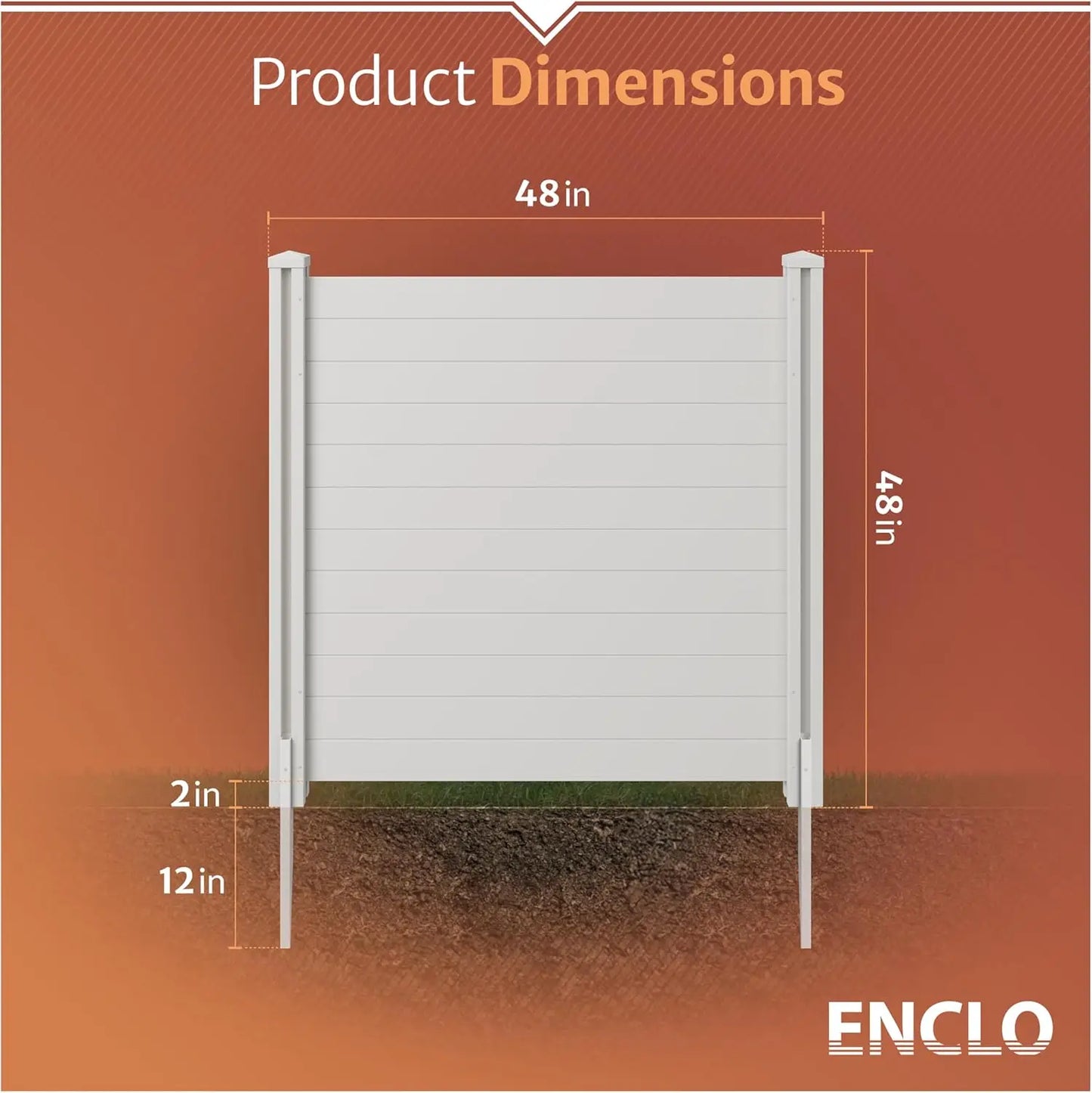 No Dig Enclo Premium White Vinyl Privacy Screen 4ft Panels