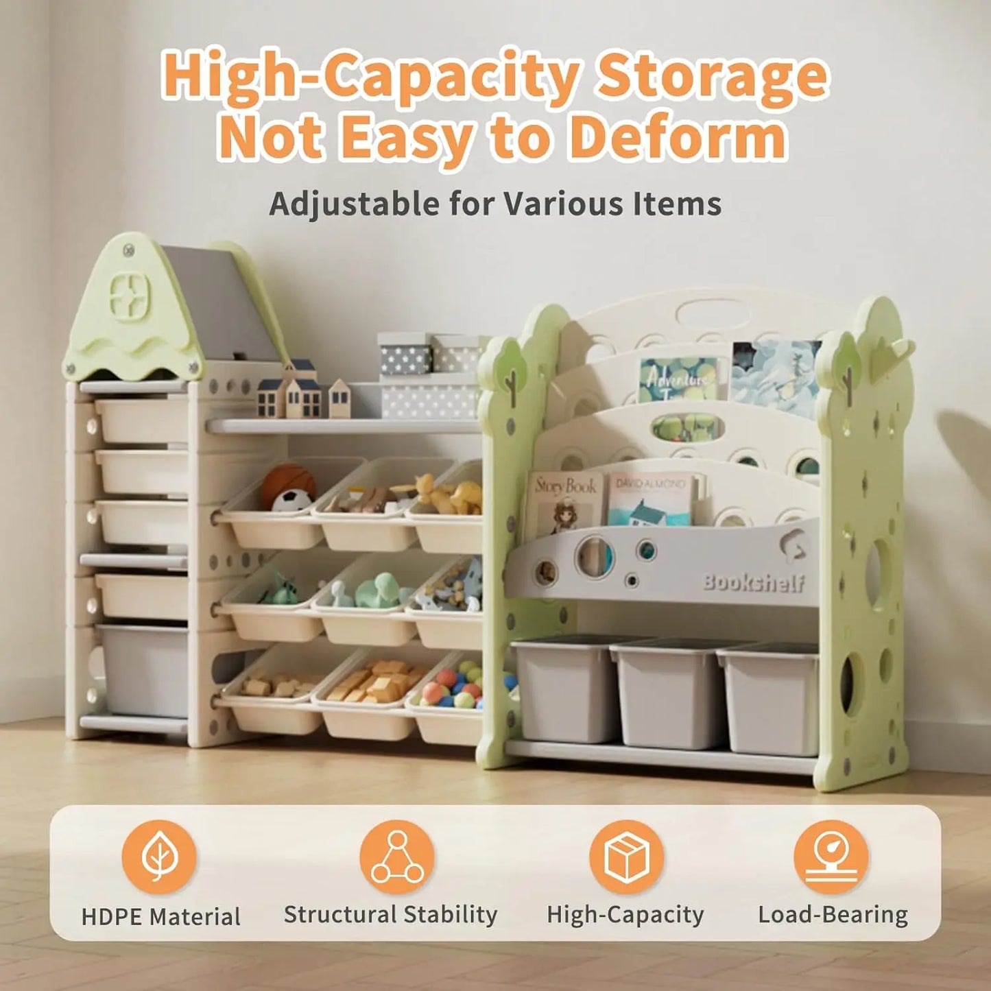 High-Concerned Castle-Shaped Toy Organizer With 17 Bins For Playroom
