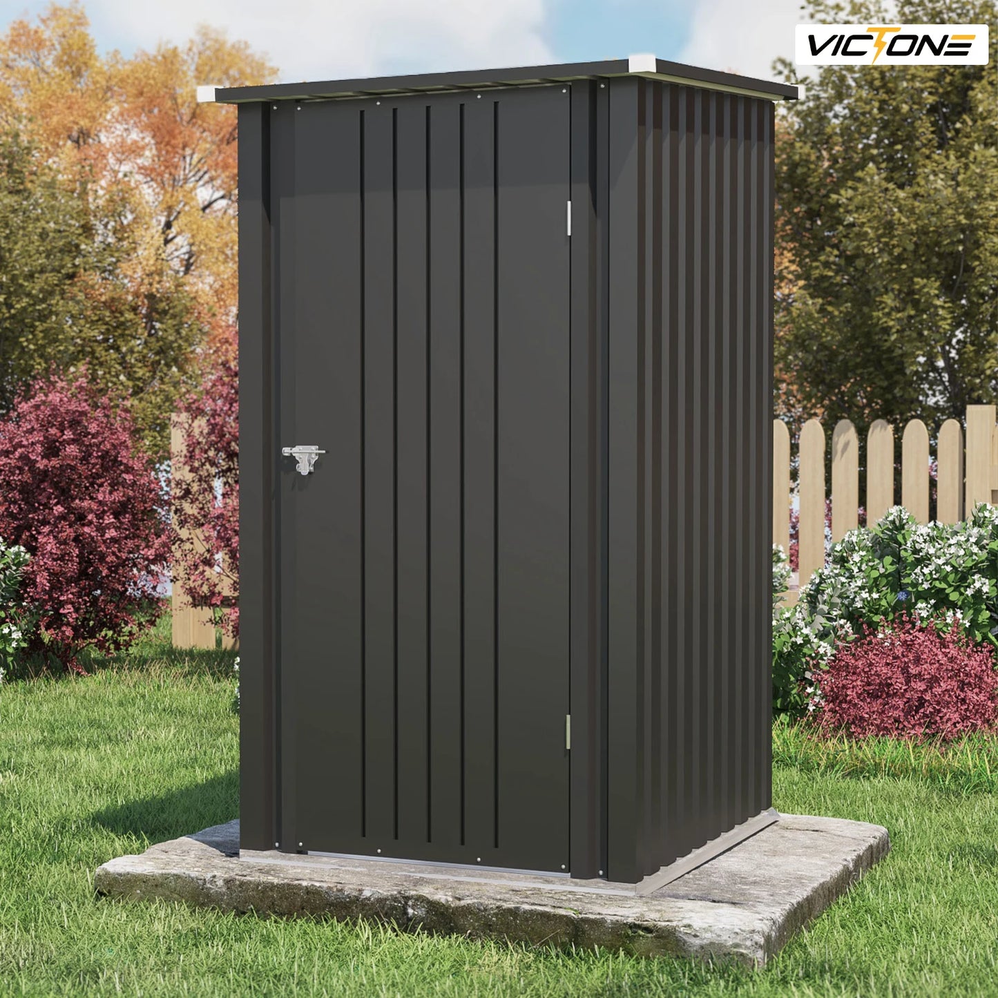 Victone 3x3 Compact Outdoor Storage Shed in Black