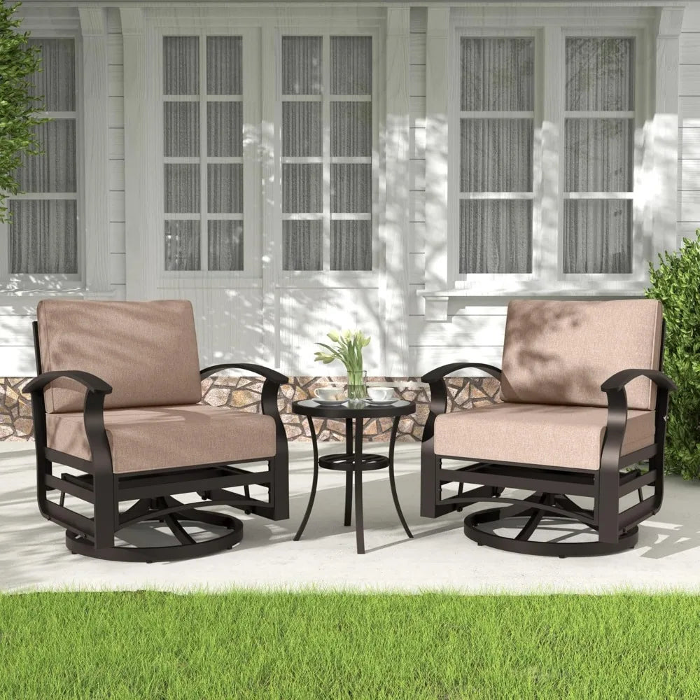 3 Piece Aluminum Patio Furniture Set With Swivel Rockers
