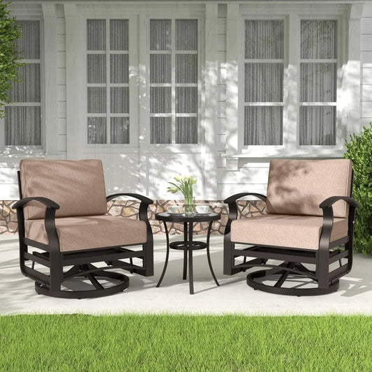 3 Piece Aluminum Patio Furniture Set With Swivel Rockers