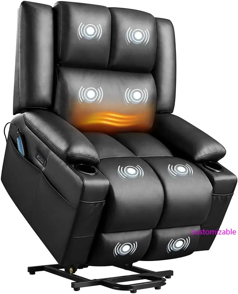 Power Lift Recliner Chair PU Leather Massage With USB Heat