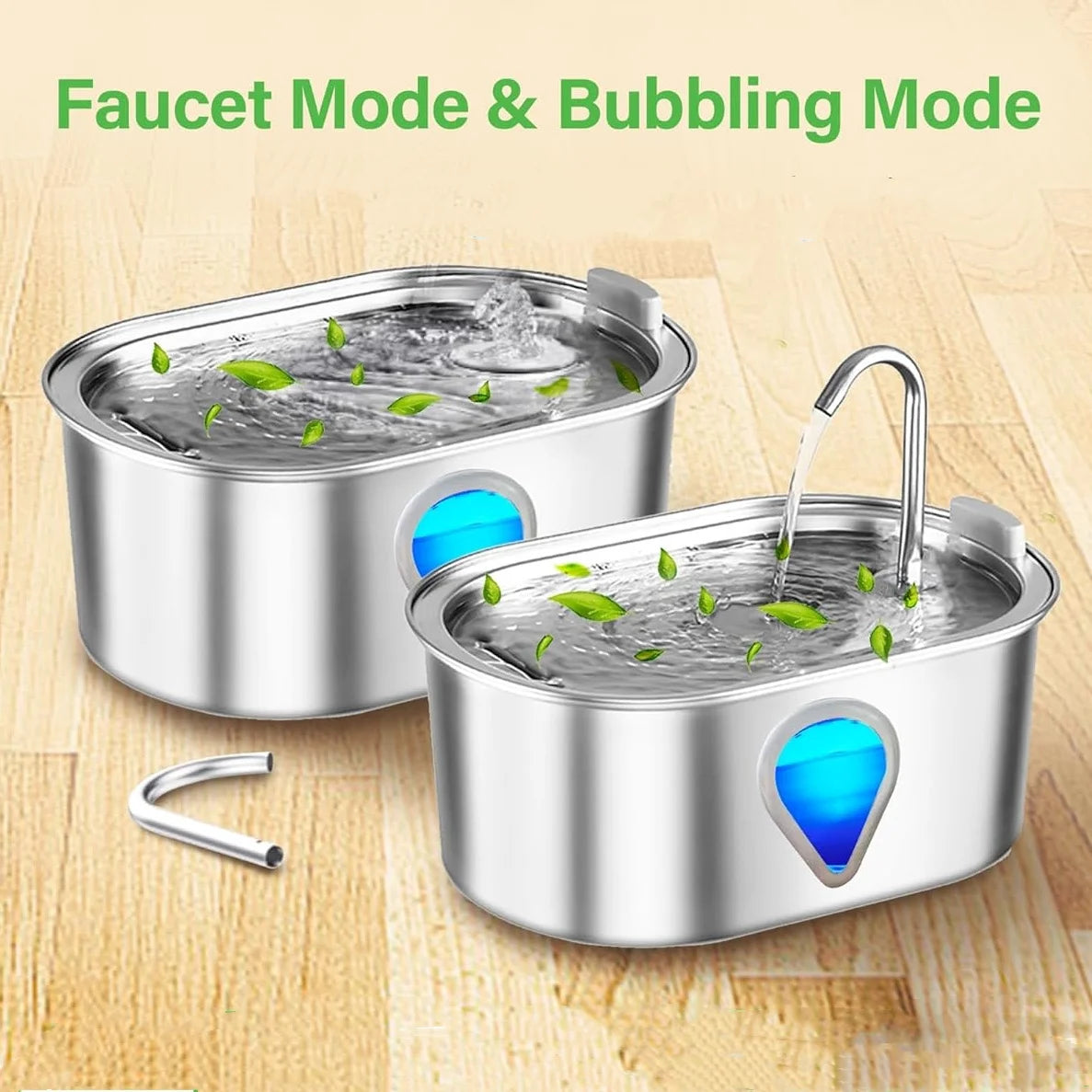 Automatic Stainless Steel Cat Water Fountain with LED Light