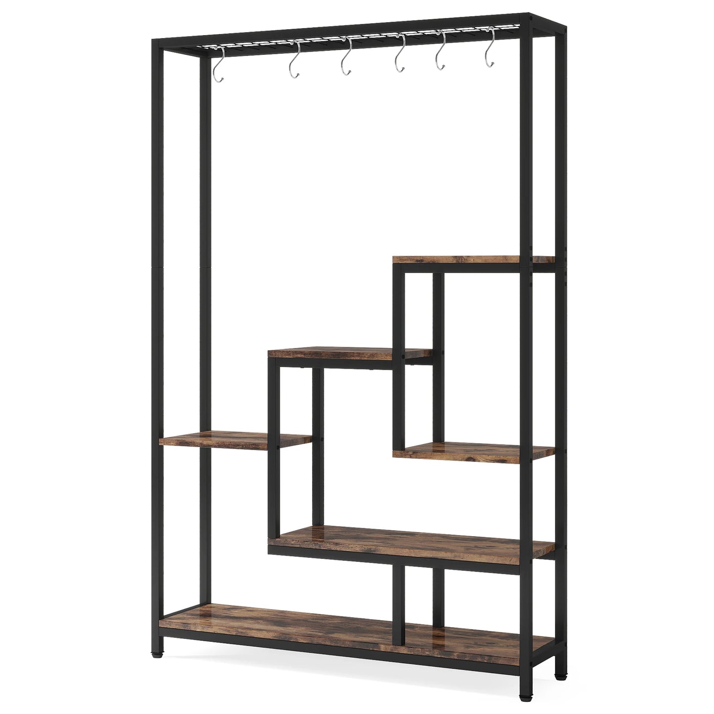 Tribesigns 5-Tier Indoor Plant Stand With Metal Shelf And Hooks