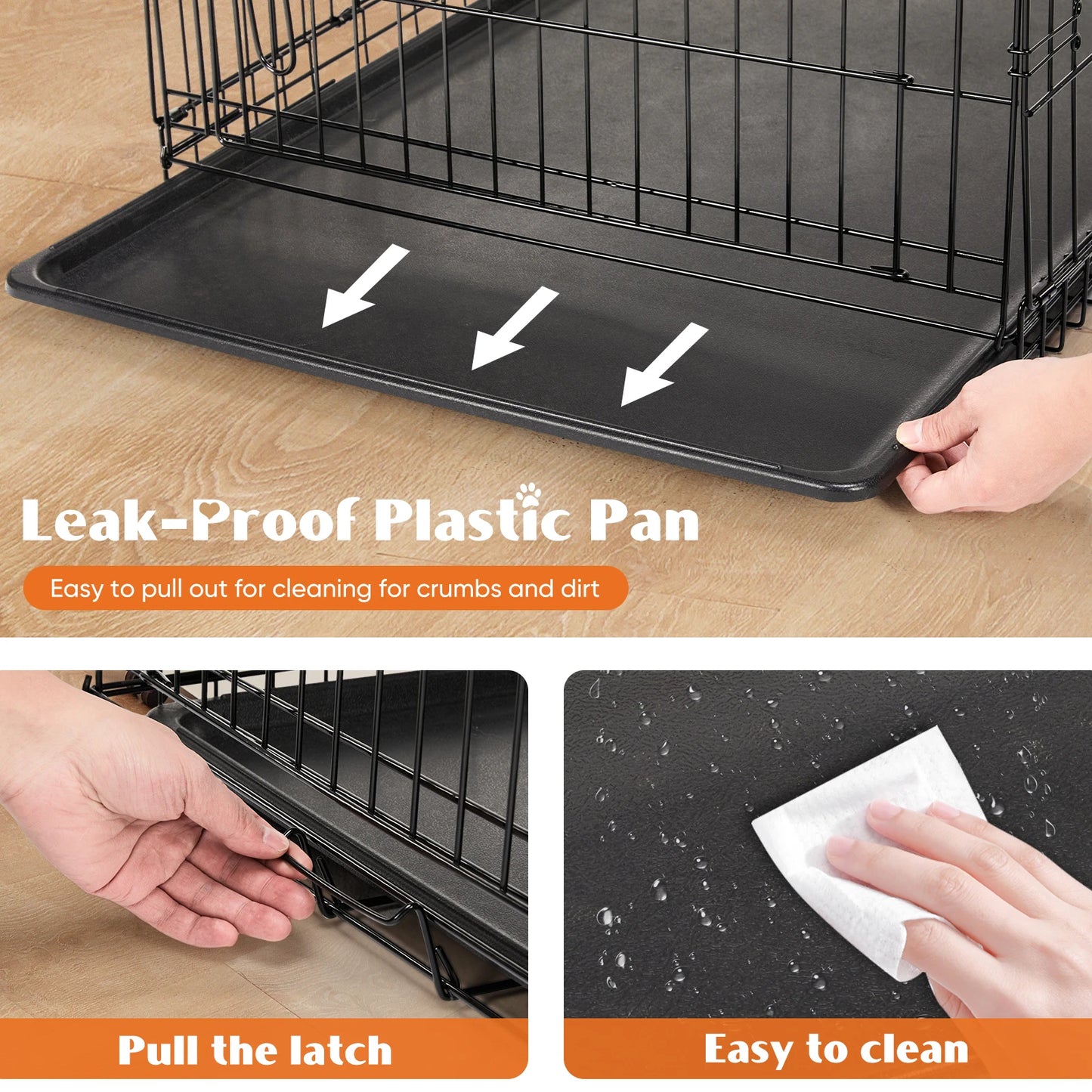 JHK Extra Large Double Door Folding Metal Dog Cage
